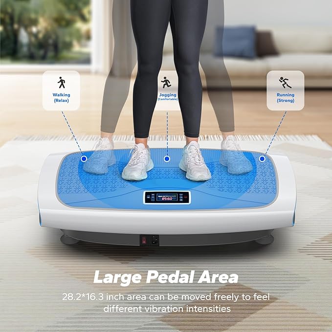 MERACH Vibration Plate Exercise Machine, 3D & 4D Vibration Plate with 2 Tension Ropes LED Display, Whole Body Vibration Platform for Women Men, Exercise Equipment for Home