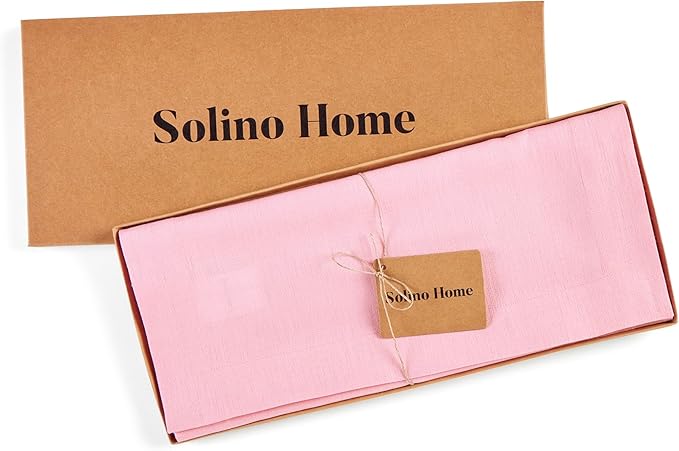 Solino Home Linen Pink Lemonade Table Runner 72 Inches Long - 100% Pure Linen 14 x 72 Inch Table Runner for Halloween - Fete