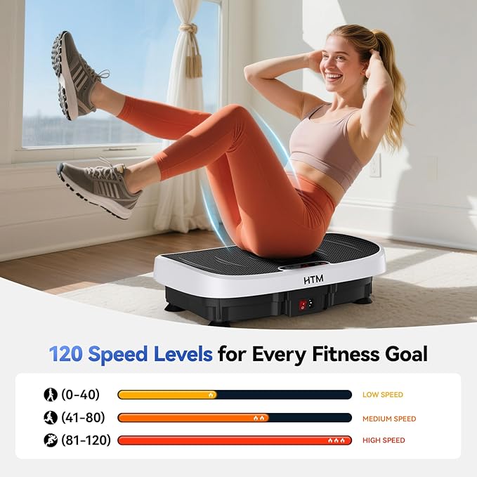 Vibration Plate Exercise Machine - 330lbs Weight Capacity, 120 Speed Levels, 5 Program Modes - Full Body Workout for Home Fitness, Toning & Wellness, LED Display, Low Noise Motor