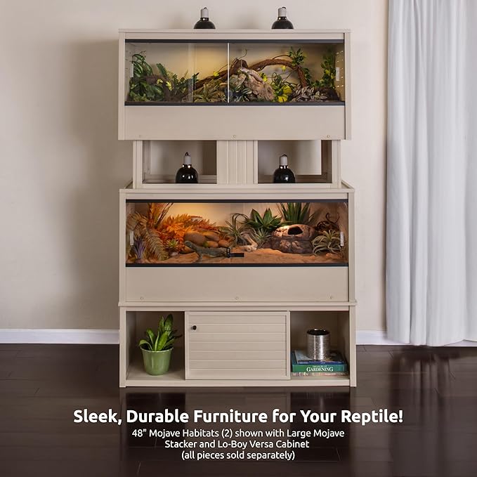 New Age Pet ECOFLEX 48" Mojave Reptile Lounge -Durable Wood Plastic Composite Habitat with Ventilation, Removable Glass Doors & Lock, Easy Assembly, for Tortoises, Snakes, Iguanas