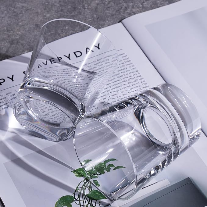 KAMMAK Crystal Whiskey Glasses Set of 2, Hand Blown 8.79oz Old Fashioned Glasses Stemless, Luxury Handcrafted Cocktail Glasses, Scotch Cup for Women, Men Gift for Rocks, Bourbon, Bar Barware