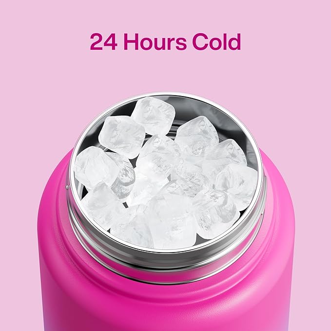 Insulated Water Bottle with Straw Stainless Steel Water Bottle, Leak-Proof, BPA-Free, Double Wall Vacuum Keeps Cold for 24 Hours for Sports, Travel, School (32 oz, Lime Sorbet)