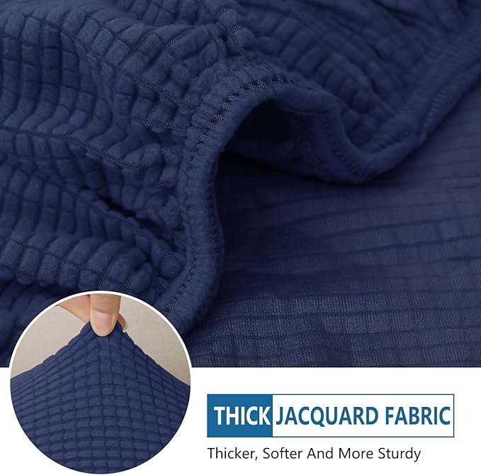 hyha Waterproof Sectional Couch Covers, Non Slip Sofa Couch Cushion Covers L Shape, Thick Stretch Jacquard Fabric, Washable Sofa Slipcovers with Elastic Bottom (1 Piece for Chaise, Navy)