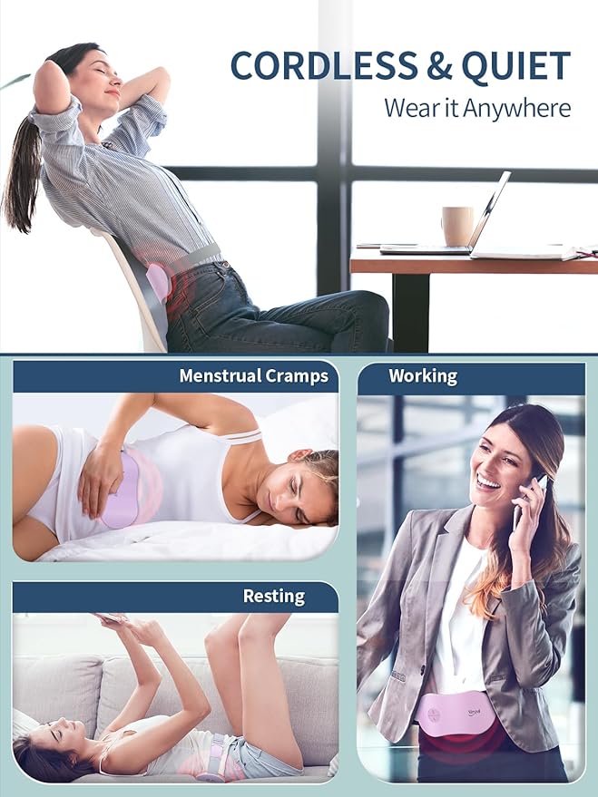 Slimpal Heating Pad for Period Cramps, Portable Cordless Electric Heating Pad for Menstrual Pain Relief Heat Belt, Rechargeable Wearable Heat Pad Gifts for Her Women Girl Wife Girlfriend, Purple