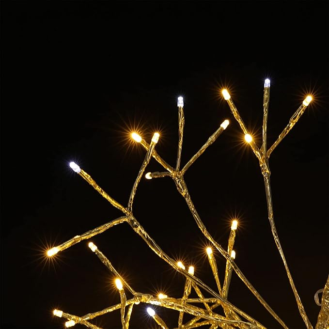 Christmas led Sparkle Ball Hanging Outdoor décorations -Haning Twig Ball,Snowflake Ornament Lights Indoor Outdoor Festive Holiday Décor 24Inch (Warm White)