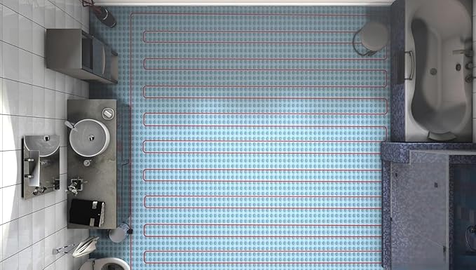 All-in-one Electric Radiant Floor Heating Kit 90 Sq Ft 240V with 2855201 Thermo Touch Touchscreen Programmable Thermostat, Heat Uncoupling Membrane, Underfloor Heat Cable, Safe Installation Tools