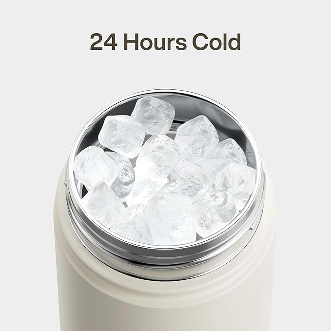 Insulated Water Bottle with Straw Stainless Steel Water Bottle, Leak-Proof, BPA-Free, Double Wall Vacuum Keeps Cold for 24 Hours for Sports, Travel, School (18 oz, Cream Moon)