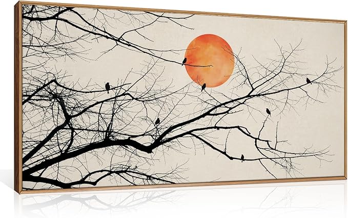 Celestdeco Large Vintage Tree Branch Framed Canvas Wall Art Set, Retro Tree Drawing Wall Decor, Nature Botanical Wall Painting, Neutral Landscape Art Print for Living Room, Bedroom, Office - 20"X40"x1
