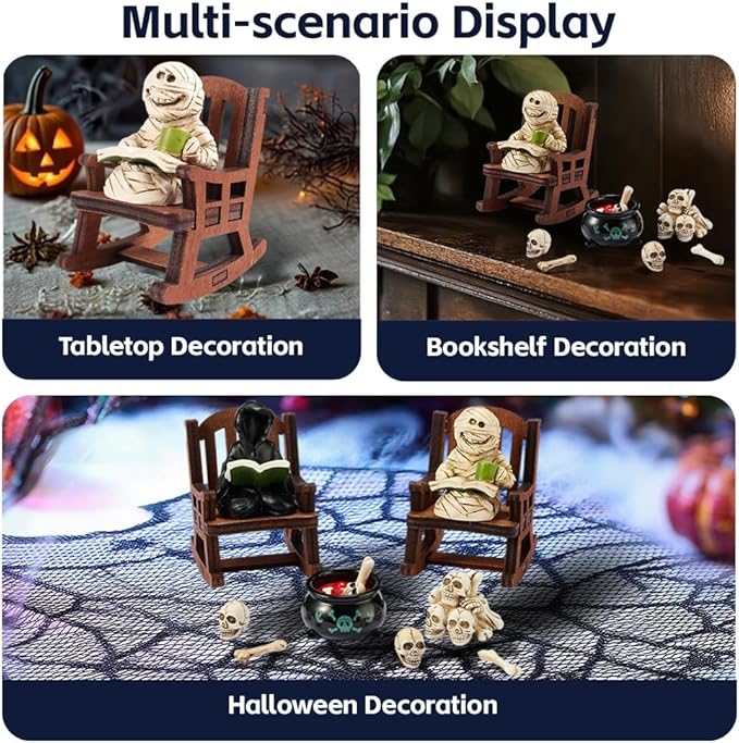 Halloween Fun Miniature Mummy Figurine,Gothic Horror Resin Mummy Decor,for Bookshelf Decor,Desk Trinkets,Collectible,Party Gifts