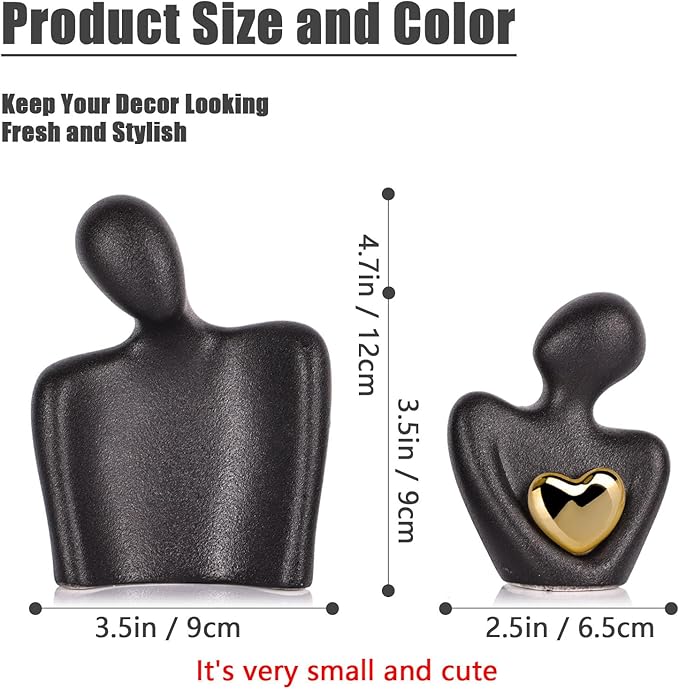 Mini Couple Statue Tv Stand Decor Items for Living Room,Bedroom Decor for Couples Sculpture Knick Knacks for Shelves,Gold Gifts for Valentine Anniversary Birthday,4.72in Show Pieces for Home Decor