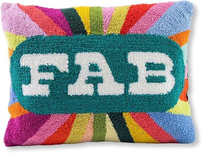FURBISH Hook Decorative Throw Pillow - Fab - 12"x16" - Small Embroidered Designer Pillow for Living Room, Couch, Sofa, Chair & Bed - Eclectic Home Decor