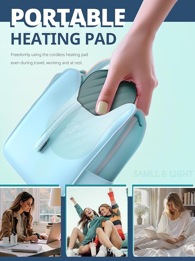 Slimpal Portable Heating Pad for Cramps, FSA HSA Eligible, Rechargeable Electric Heat Belt for Period Pain Relief, Menstrual Heated Pad Gifts for Women Her Girls Wife, Black