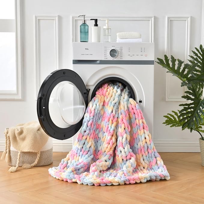 Ultra Soft Chunky Knit Blanket Throw -50x70 Hand Knitted Warm Chenille Throw Blanket, Home Decor Soft Thick Yarn Cable Knit Blanket Breathable Fleece Banket Christmas for Couch Bed Sofa Best GIF