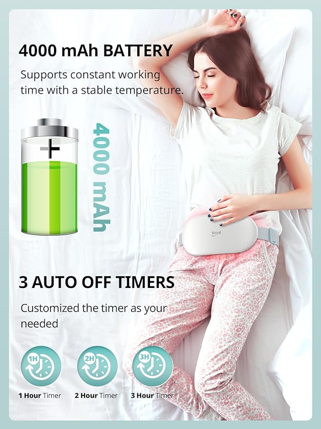 Slimpal Heating Pad for Period Cramps, Plus-Sized Portable Electric Heating Pad, Menstrual Cordless Heat Belt Back, Belly, Waist Pain Relief, Long-Lasting Battery, Gift for Her Girl Women Wife, Beige