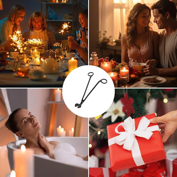 6-Piece Black Candle Wick Trimmer, Polished Wick Cutter Scissor, Premium 430 Stainless Steel Candle Wick Cutter, Wick Clippers Scissor for Elegant Candle Care