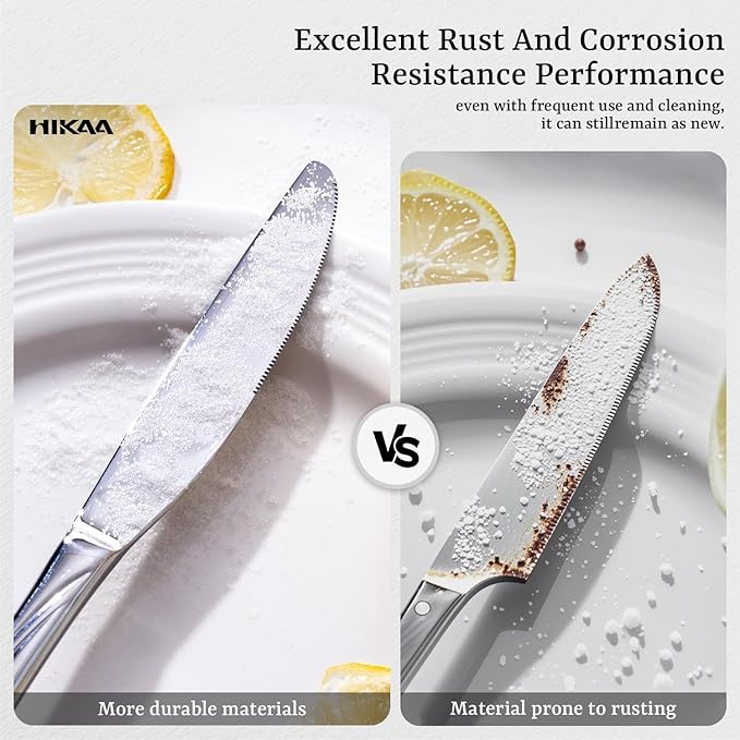 HIKAA Wave Design Silverware Set Service for 6, 30-Piece Artistic Stainless Steel Flatware Set with Fibonacci Pattern, Heavy Duty Mirror Polished Cutlery Set