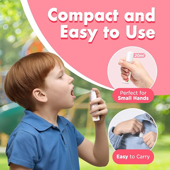 Mouth Spray for Kids, Toddler Toothpaste Helper, Fluoride Free Baby Toothpaste Cavity Protection, Oral Care with Natural P113+ Antibacterial Peptide - for Newborns to Age 6, Strawberry