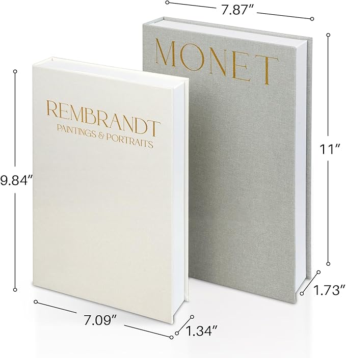 Linen Decorative Books for Home Decor,Set of 2 Aesthetic Faux Decor Book for Decoration,Fake Books for Bookshelf,Keepsake Storage Box (Sage & Beige)