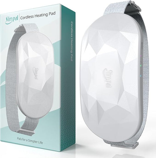 Slimpal Portable Heating Pad for Period Cramps, Electric Cordless Back Belly Waist Heating Pad for Menstrual Cramp Relief, Rechargeable Wearable Heat Belt Gifts for Her Women Girl Wife, Bright White