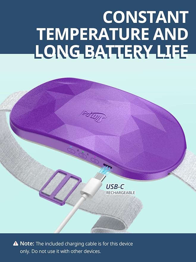 Slimpal AI Portable Heating Pad for Period Cramps, AI Smart Chip Long Safe Heat, Electric Cordless Back Belly Heating Pad for Menstrual Relief, Wearable Heat Belt Gifts for Her Women Girl, Dark Violet