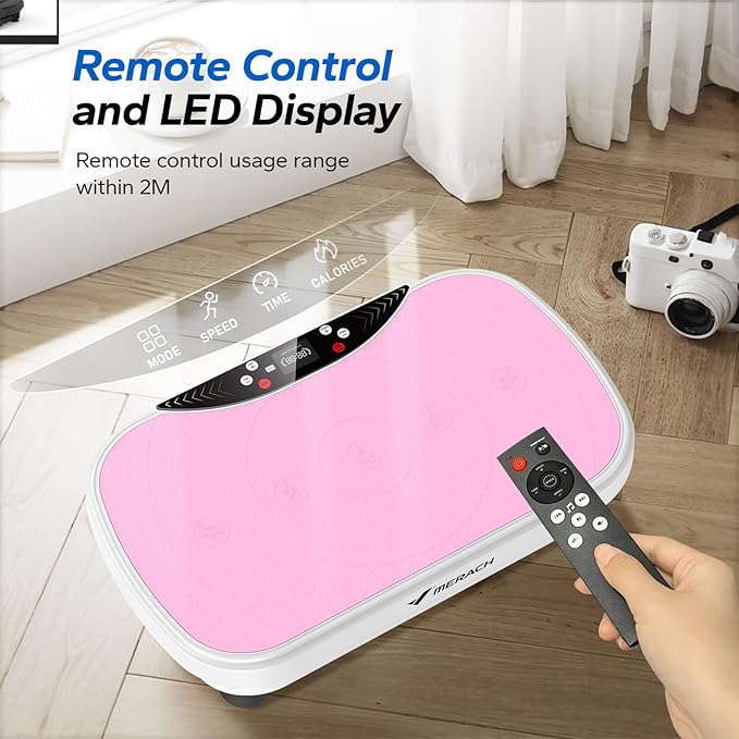 MERACH Vibration Plate Exercise Machine, Vibration Plate for Lymphatic Drainage Weight Loss, Vibrating Plate Exercise Machine with Bluetooth and LED Display, Workout Equipment for Women Men Home