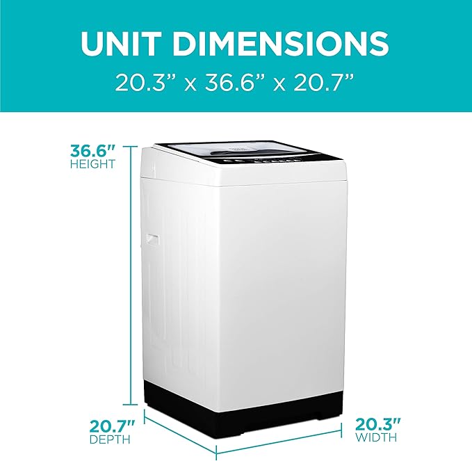 BLACK+DECKER Small Portable Washer, Washing Machine for Household Use, Portable Washer 1.7 cu.Ft with 8 Cycles, Transparent Lid & LED Display