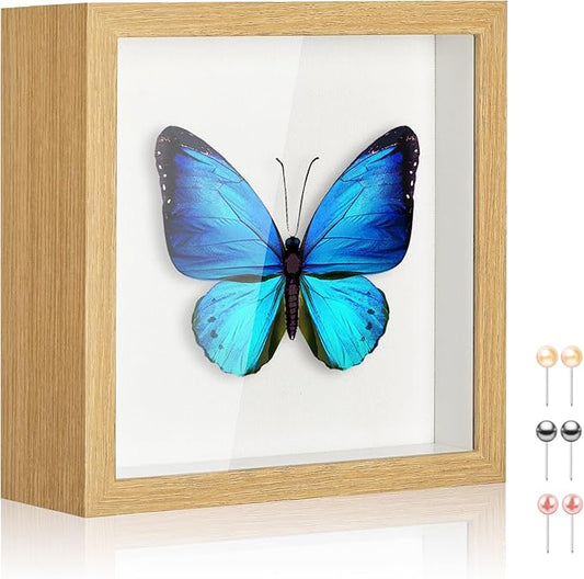 5x5 Shadow Box Picture Frame Display Case with Soft Linen Back-Thickened Panel,Small Mini Brown Deep Shadow Memory Box Frame 5x5 for Insect Display Pet Photo Memorial Flower Craft