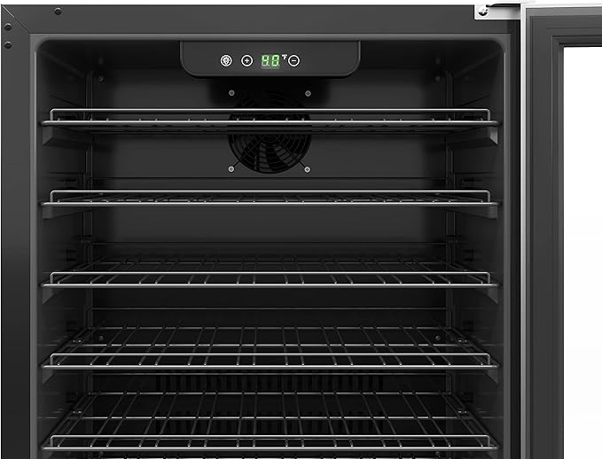 KoolMore 23.4” Inches Small Built-In Glass Door Refrigerator and Beverage Cooler for Soda Cans, 6 Wire Shelves, Adjustable Temperature Range [5.1 Cu. Ft.], 24" Inch (KM-BIR5C-GD)