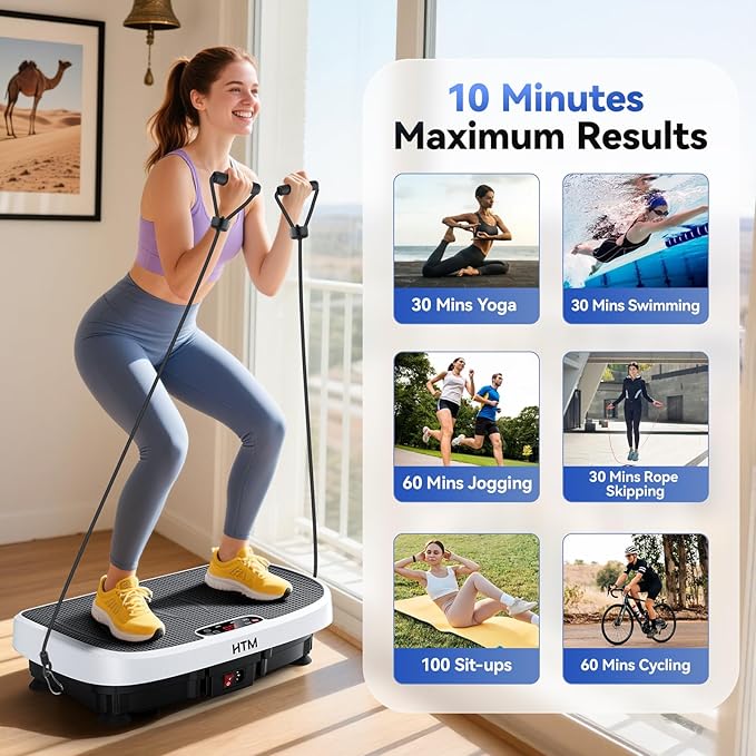 Vibration Plate Exercise Machine - 330lbs Weight Capacity, 120 Speed Levels, 5 Program Modes - Full Body Workout for Home Fitness, Toning & Wellness, LED Display, Low Noise Motor
