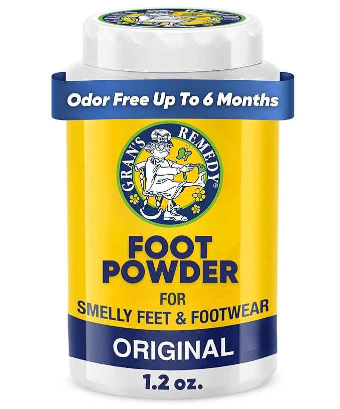Gran's Remedy Shoe Deodorizer and Foot Powder for Smelly Feet - Effective Shoe Odor Eliminator in Travel Size - Absorbs Sweat and Moisture for Shoes and Feet - Unscented