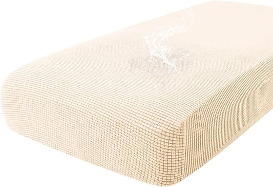 hyha Waterproof Couch Cushion Covers for Pets, Non Slip Sofa Seat Cover for Dogs Washable, Soft Thick Stretch Jacquard Fabric, Sofa Slipcovers with Elastic Bottom (1 Piece for Large, Beige)