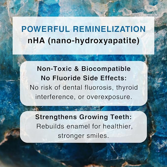 Kids Fluoride Free Bamboo Salt Toothpaste with nHA - Pure Dew | Nano Hydroxyapatite, Remineralizing, Strengthening Enamel for First Teeth, Safe to Swallow (0.7oz)