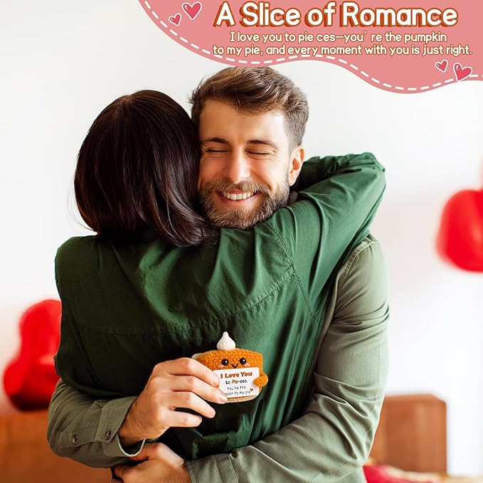 I Love You Handmade Crochet Pumpkin Pie Present, Gifts for Him Her Boyfriend Girlfriend, Anniversary Wedding Valentine’s Day Romantic Fall Decor Birthday Gifts for Women Men, Couple Wife Husband