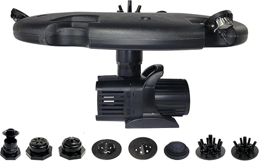 HALF OFF PONDS Floating Fountain – 1.5 HP Pond Aerator with 200' Cord – 12,500 GPH Water Pump –11 Spray Patterns - Energy-Efficient - White LED Lights - for Large Ponds, Lakes & Water Gardens