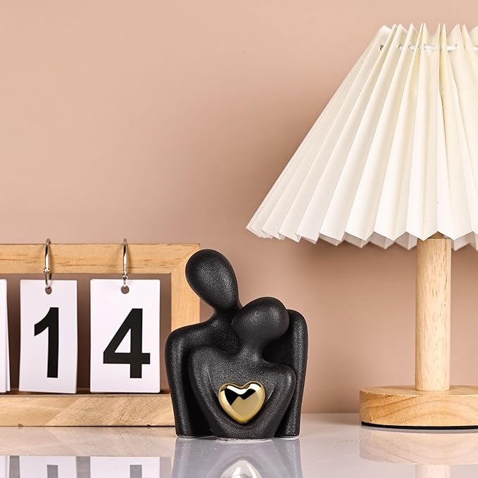 Mini Couple Statue Tv Stand Decor Items for Living Room,Bedroom Decor for Couples Sculpture Knick Knacks for Shelves,Gold Gifts for Valentine Anniversary Birthday,4.72in Show Pieces for Home Decor