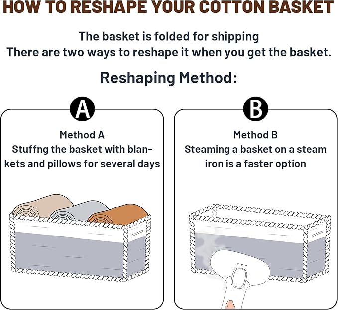 Large Shallow Organizing Baskets 15x11x5.1 Inches - Rope Woven Storage Bins for Bathroom, Shelves, Cube Closet, Mixed Black 2 Packs