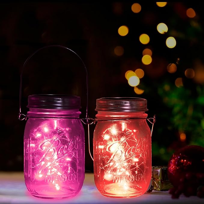 ZNYCYE Mason Jar Solar Lights for Outside, 12 Pack 30LED Fairy Firefly Lights Mason Jar Solar Lids Outdoor Waterproof String Lights with Hangers(NO Jars) for Patio Garden Yard Lawn Decor(6 Colors)