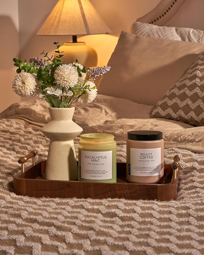 M&SENSE Eucalyptus & Mint Candles for Home Scented, 19.4oz 110 Hours Burn Soy Aromatherapy Candle Gift for Stress Relief, Meditation, Yoga, Relaxing SPA, Natural Soy Wax for Men and Women