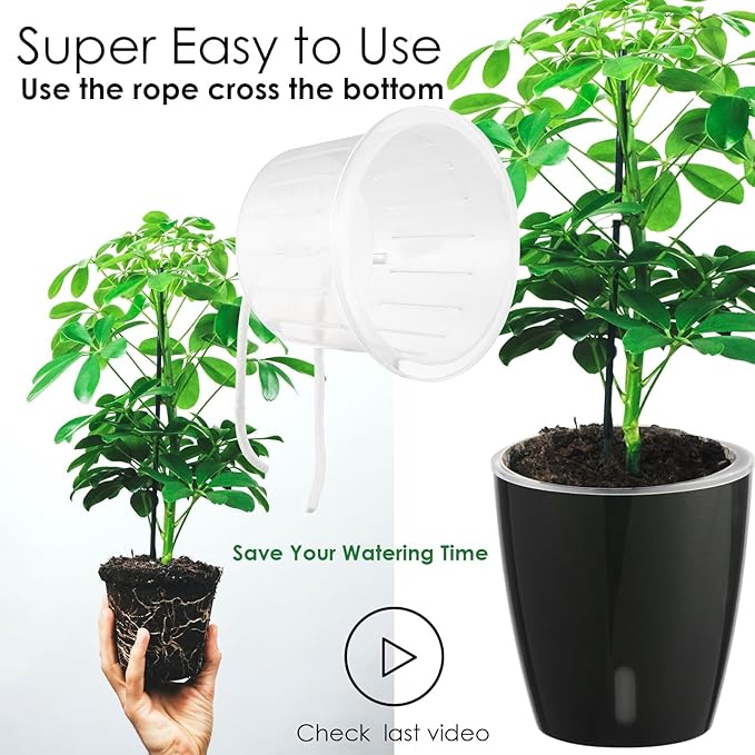 Self-Watering Pots for Indoor Plants, 6-Pack 6.7'' Self Watering Planter with Drainage Holes, Small African Violet Pots with Water Indicator, Clear Wick Pot, Black