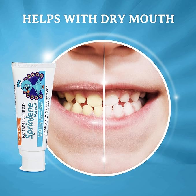 SprinJene Natural Kids Toothpaste, Vanilla | Natural Children’s Toothpaste | Fluoride Free Toothpaste for Toddlers | 4 Pack