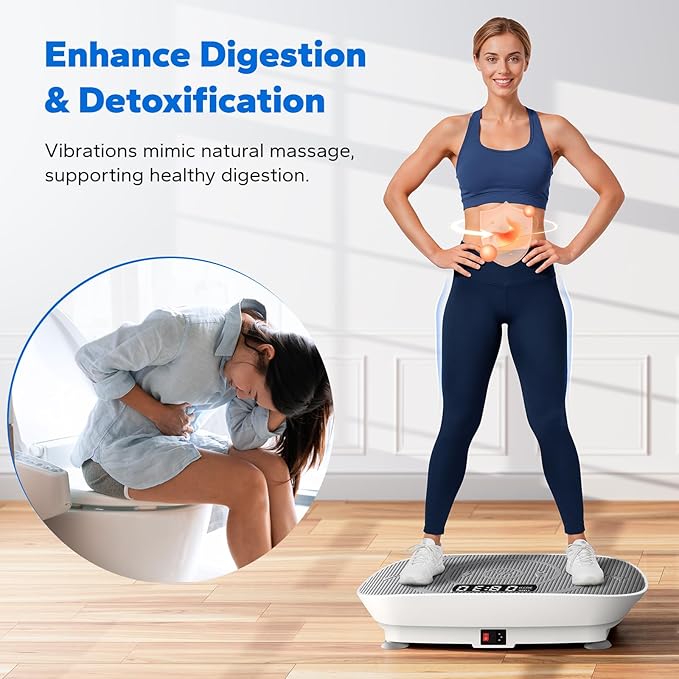 MERACH Slim Vibration Plate Exercise Machine, Vibration Plate for Lymphatic Drainage Weight Loss, Vibrating Plate with Real-Time Calorie Tracking on LED Display, Workout Equipment for Home Women Men