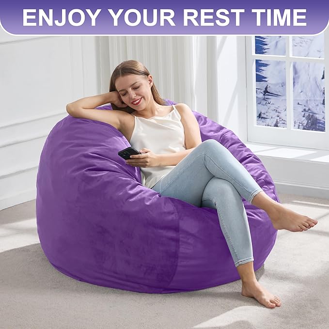 Hobestluk 3FT Bean Bag Chair Giant Bean Bag Chairs for Adults Large Bean Chairs with Removable Cover, Beanbag Chair with Filler, Adult Bean Bag Chairs for Living Room, Bedroom