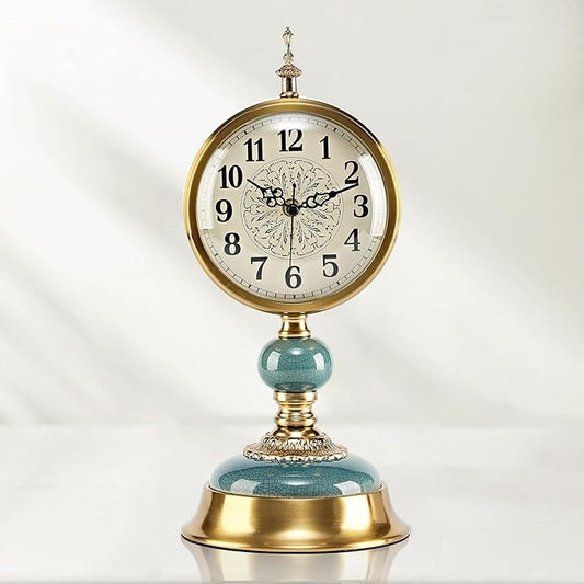 6-Inch Vintage Mantel Clock, Antique Desk Clock, Retro Anniversary Clock with Metal and Ceramic Body, Silent Table Clocks for Fireplace,Easy to Read DéCor Clocks for Living Room.