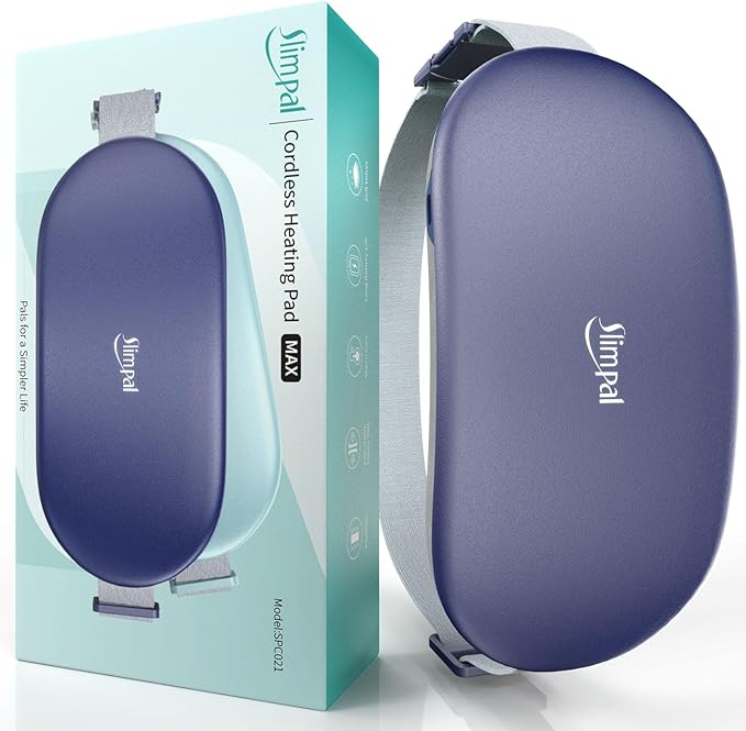 Slimpal Heating Pad for Period Cramps, Plus-Sized Portable Electric Heating Pad, Menstrual Cordless Heat Belt Back, Belly, Waist Pain Relief, Long-Lasting Battery, Gift for Her Girl Women, Dark Blue