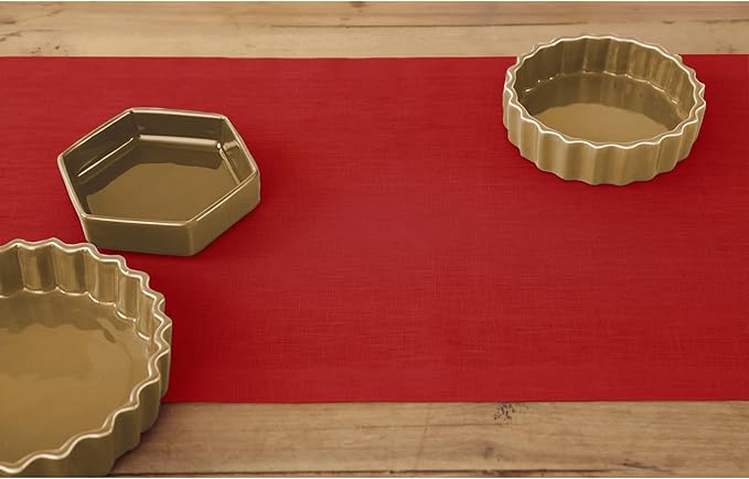Solino Home Linen Red Table Runner 36 Inches - 100% Pure Linen Small Table Runner 14 x 36 Inch Ideal for Dresser and Coffee Tables - Fete