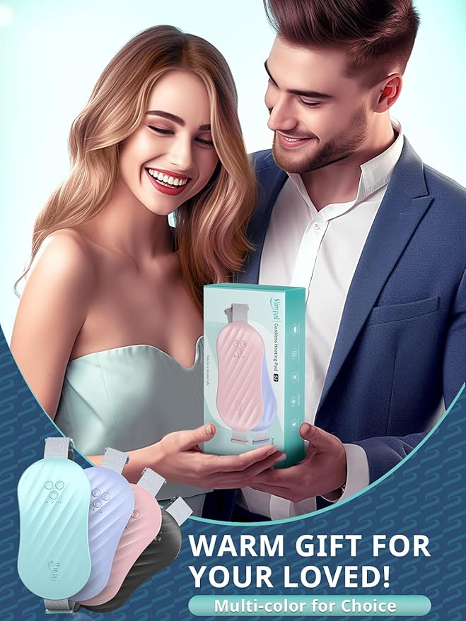 Slimpal AI Portable Heating Pad for Period Cramps, Smart AI Heat Chip, Electric Cordless Heating Belt for Back, Belly, Waist, Stomach, Menstrual Wearable Heating Pad Gifts for Girl Women Her Aqua S2