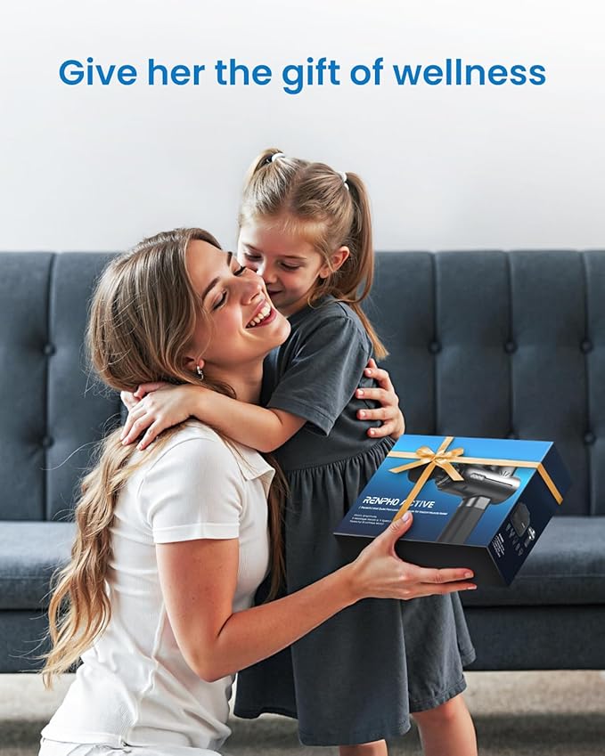 RENPHO Massage Gun Deep Tissue, Portable Percussion Massager for Back and Neck, Gifts for Men and Women, Handheld Device with Carry Case, Active