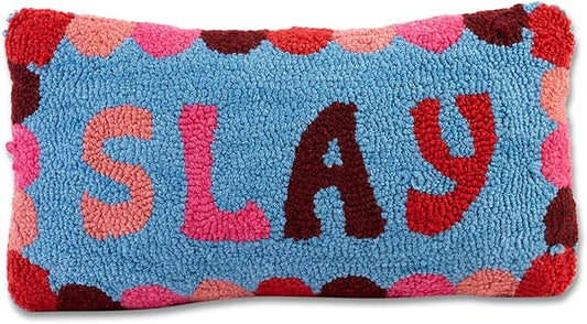 FURBISH Hook Decorative Throw Pillow - Slay - 9"x16" - Small Embroidered Designer Pillow for Living Room, Couch, Sofa, Chair & Bed - Eclectic Home Decor