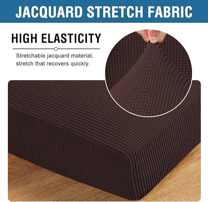 H.VERSAILTEX Super Stretch Individual Chaise Cover Sectional Couch Covers for L Shaped Sofa Both Left/Right Featuring Thick Jacquard Textured Twill Fabric (1 Piece Chaise Cover, Chocolate)