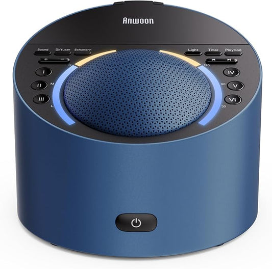 Sound Machine & Soothing Light |Optional Expan. Aroma Diffuser & Schumann Resonance (Add'l Purchase) |Premium Metal Shell with 50+ Calming Sounds System for Sleep, Focus, Relaxation –Adults Kids Baby